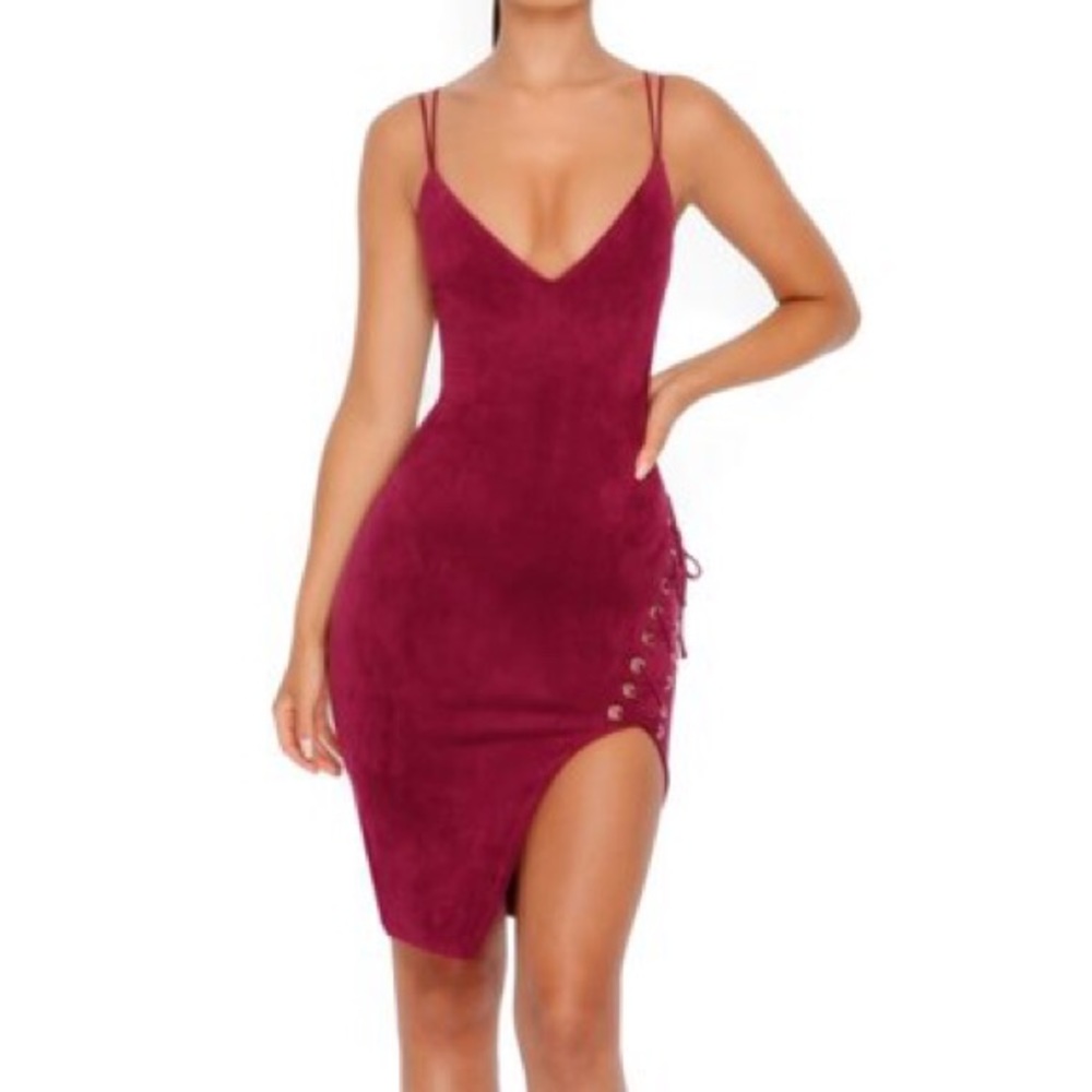 OH Polly Purple Lace Up Detail Slit Dress ✨